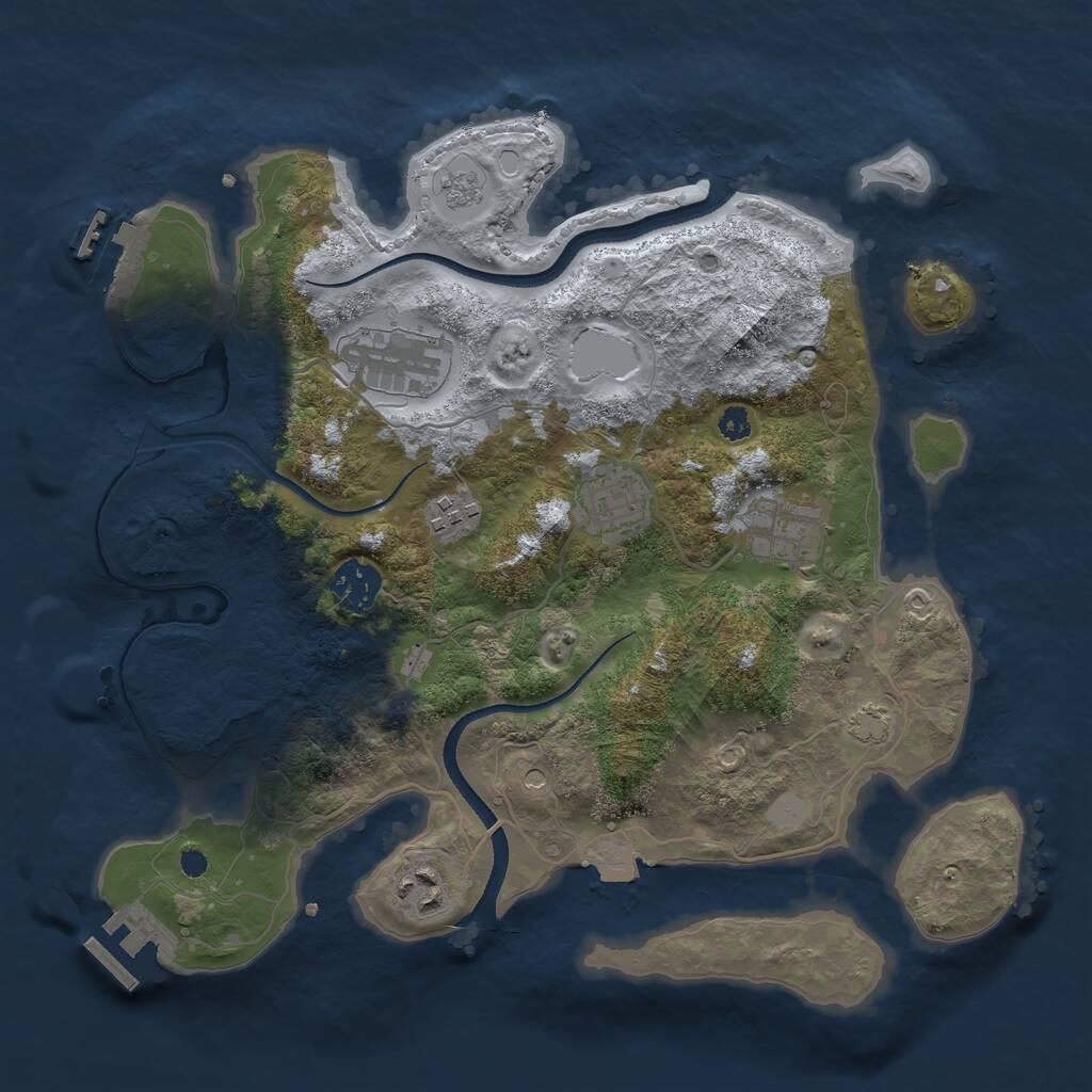 Rust Map: Procedural Map, Size: 3300, Seed: 917724902, 12 Monuments