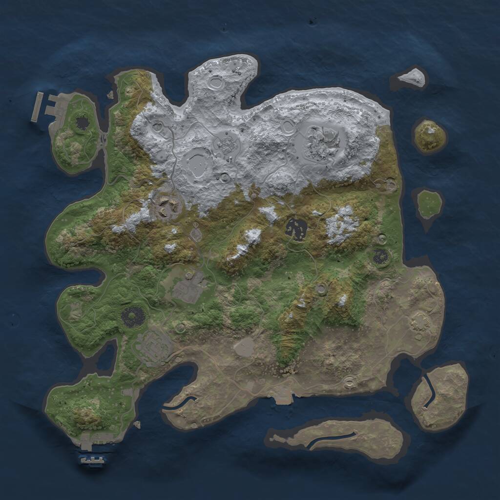 Rust Map: Procedural Map, Size: 3300, Seed: 917724902, 11 Monuments