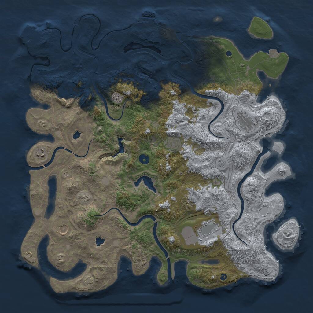 Rust Map: Procedural Map, Size: 4500, Seed: 280919952, 14 Monuments