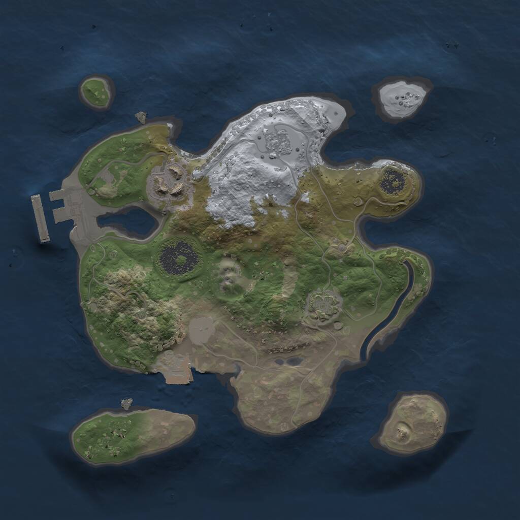 Rust Map: Procedural Map, Size: 2200, Seed: 235451, 5 Monuments