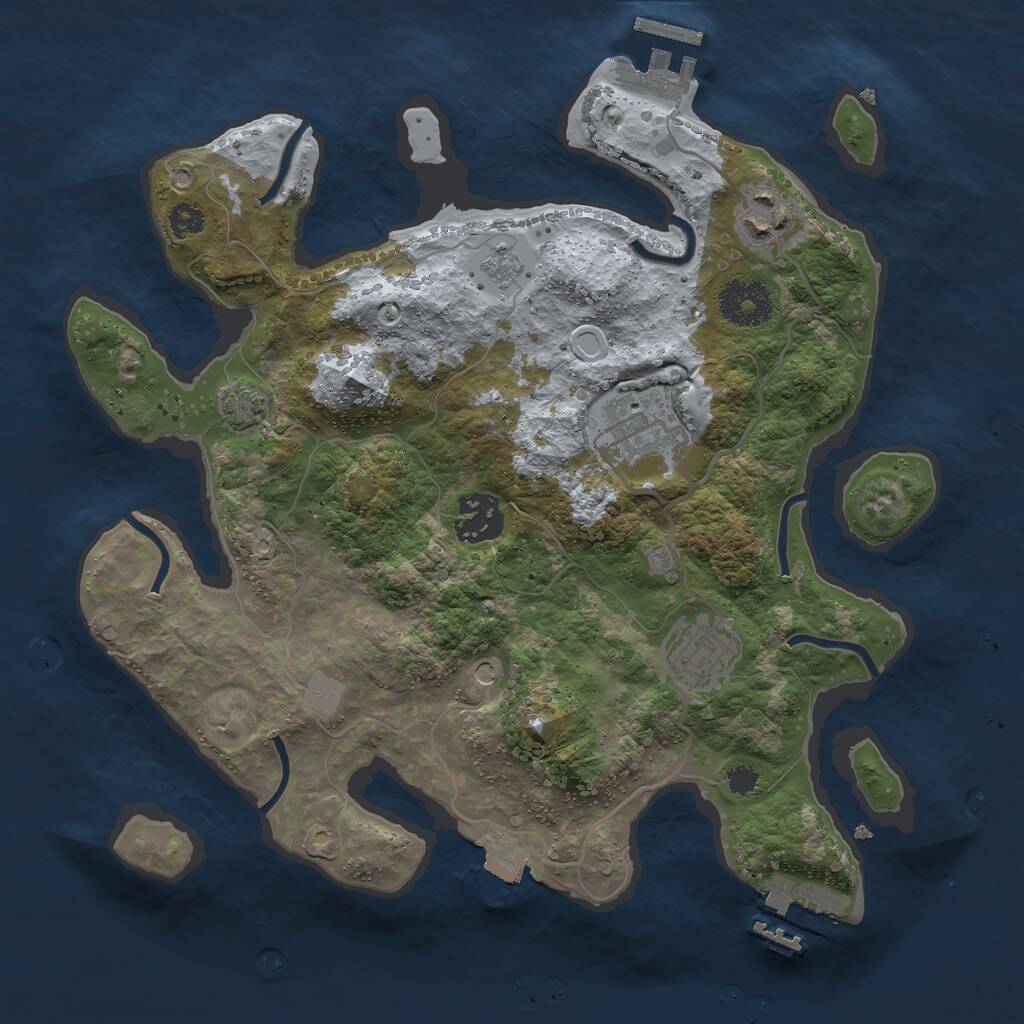 Rust Map: Procedural Map, Size: 3000, Seed: 24594, 10 Monuments