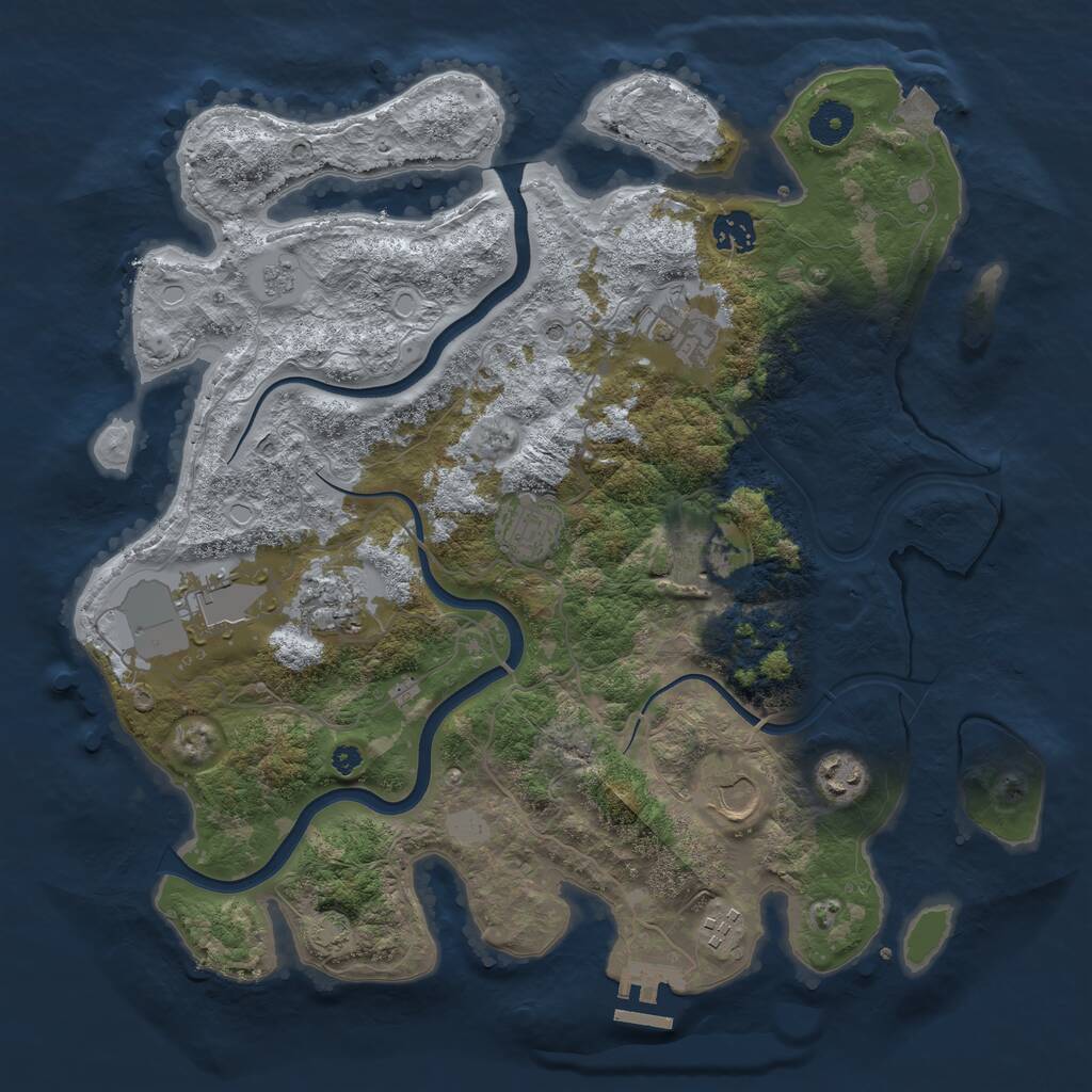 Rust Map: Procedural Map, Size: 3750, Seed: 55423542, 14 Monuments