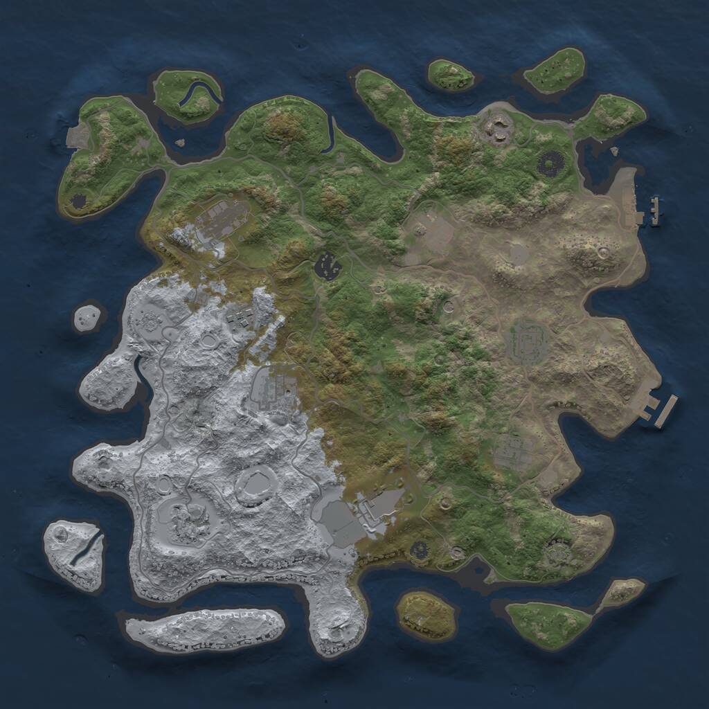 Rust Map: Procedural Map, Size: 4000, Seed: 1870, 16 Monuments