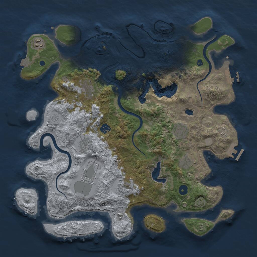 Rust Map: Procedural Map, Size: 4000, Seed: 1870, 15 Monuments