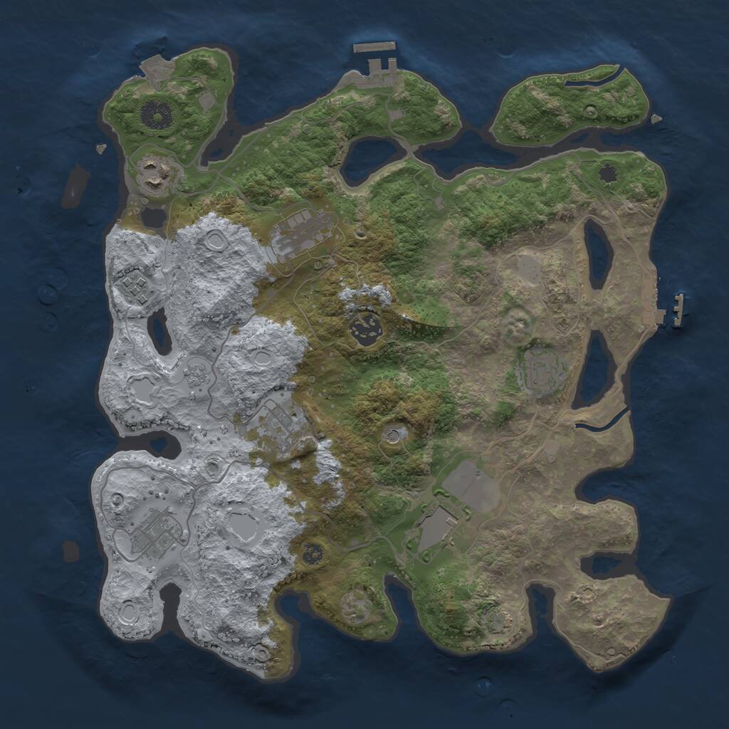 Rust Map: Procedural Map, Size: 3500, Seed: 37604625, 14 Monuments