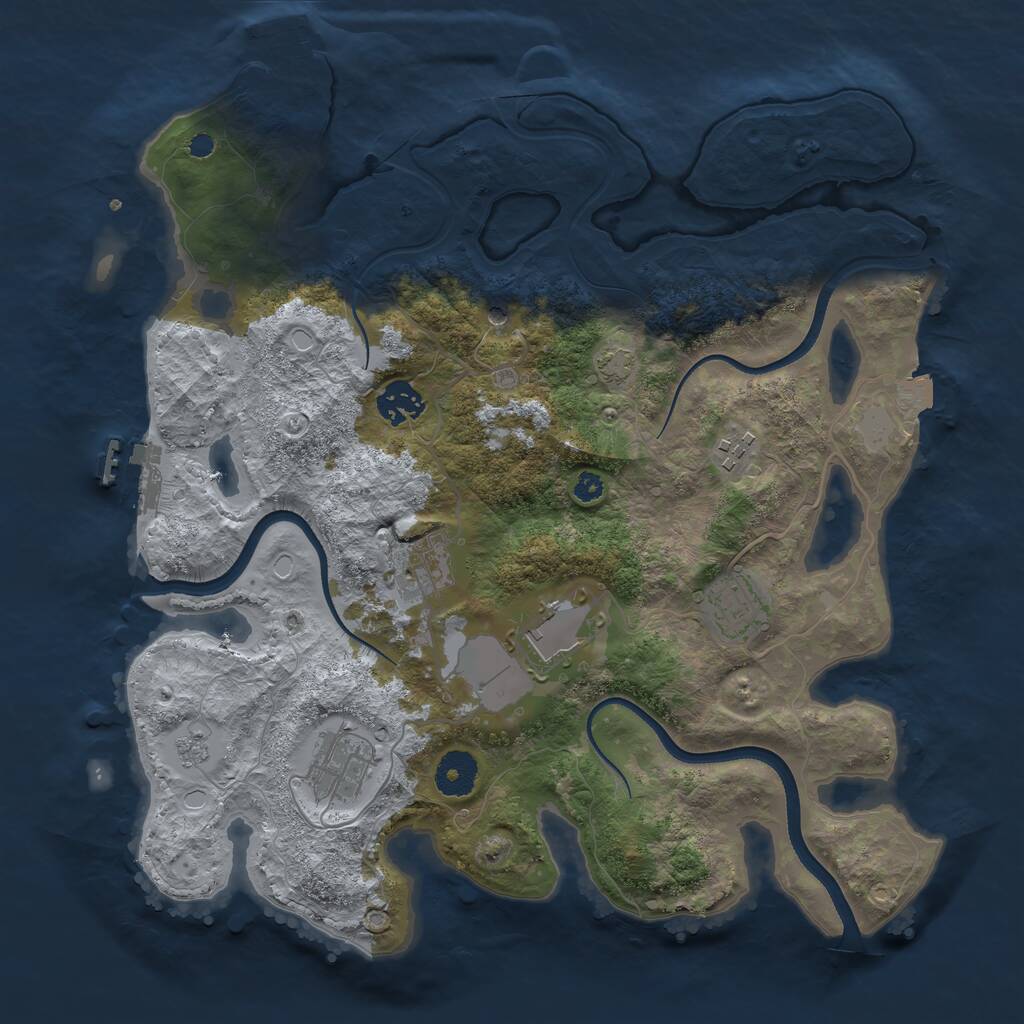 Rust Map: Procedural Map, Size: 3500, Seed: 37604625, 12 Monuments