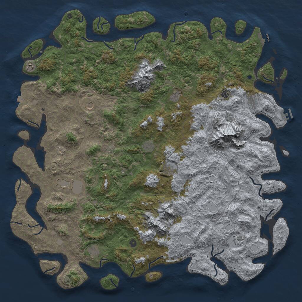 Rust Map: Procedural Map, Size: 6000, Seed: 320274701, 17 Monuments