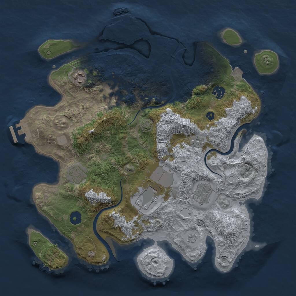 Rust Map: Procedural Map, Size: 3500, Seed: 563860171, 13 Monuments