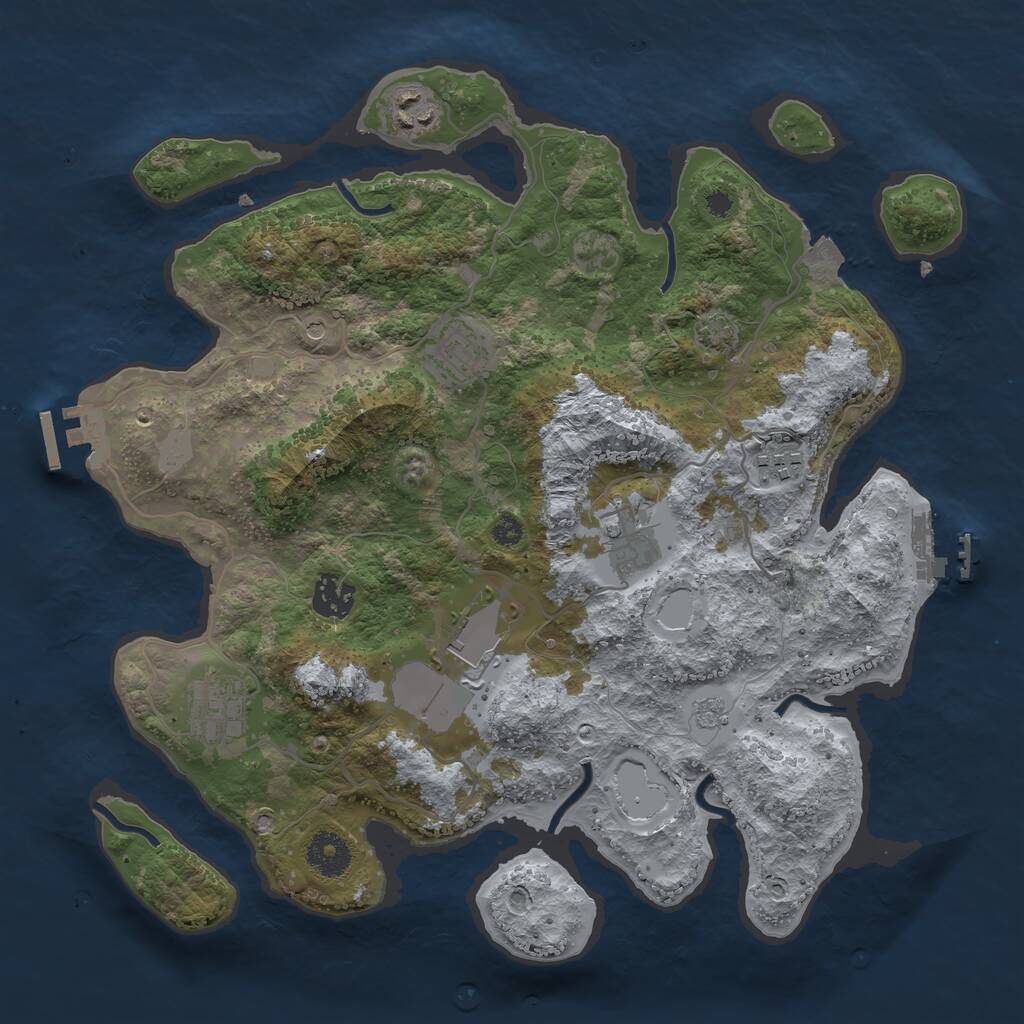 Rust Map: Procedural Map, Size: 3500, Seed: 563860171, 13 Monuments