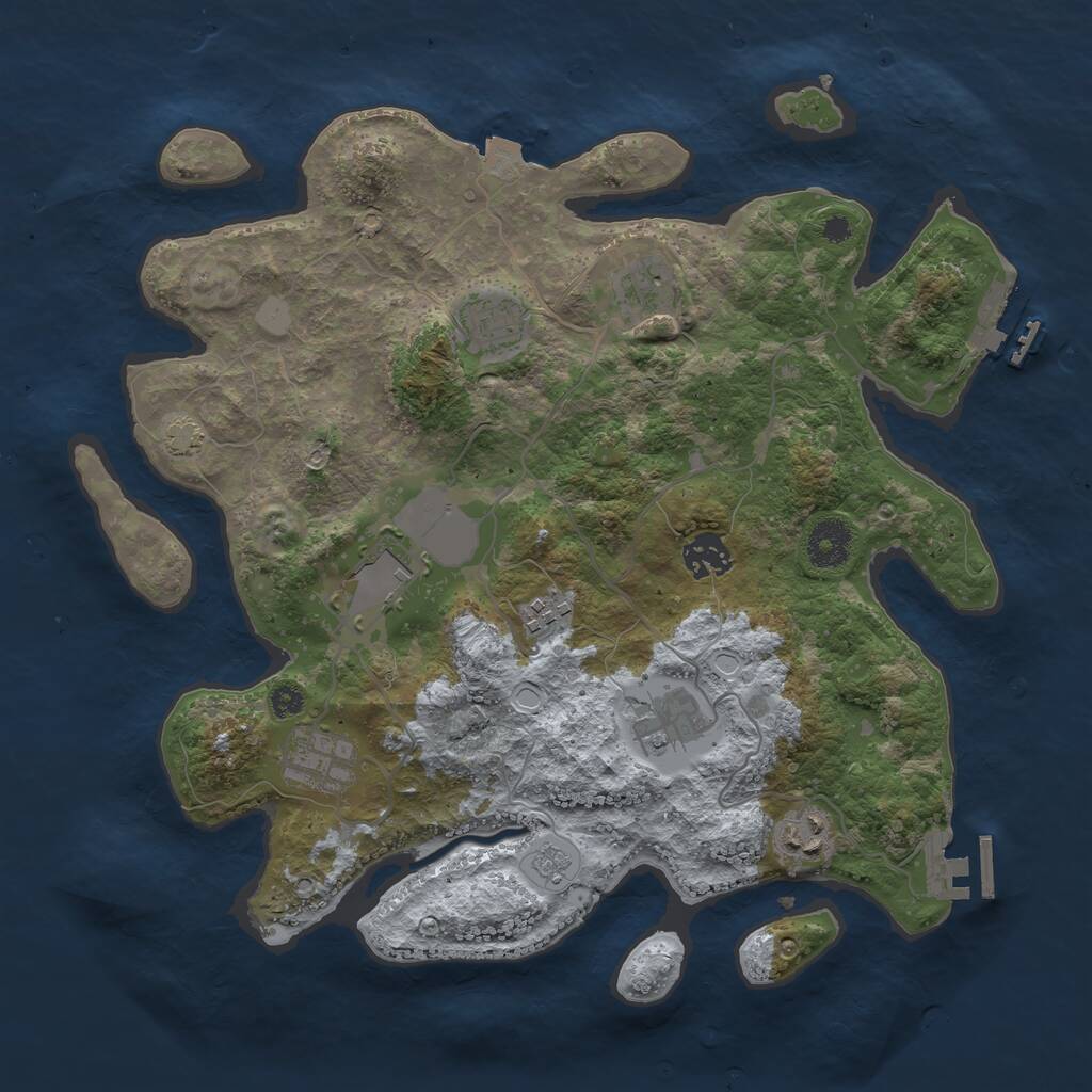 Rust Map: Procedural Map, Size: 3500, Seed: 3177, 13 Monuments