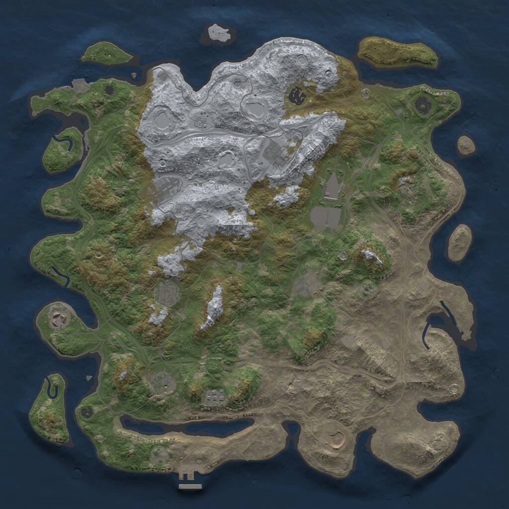 Rust Map: Procedural Map, Size: 4500, Seed: 550838, 16 Monuments