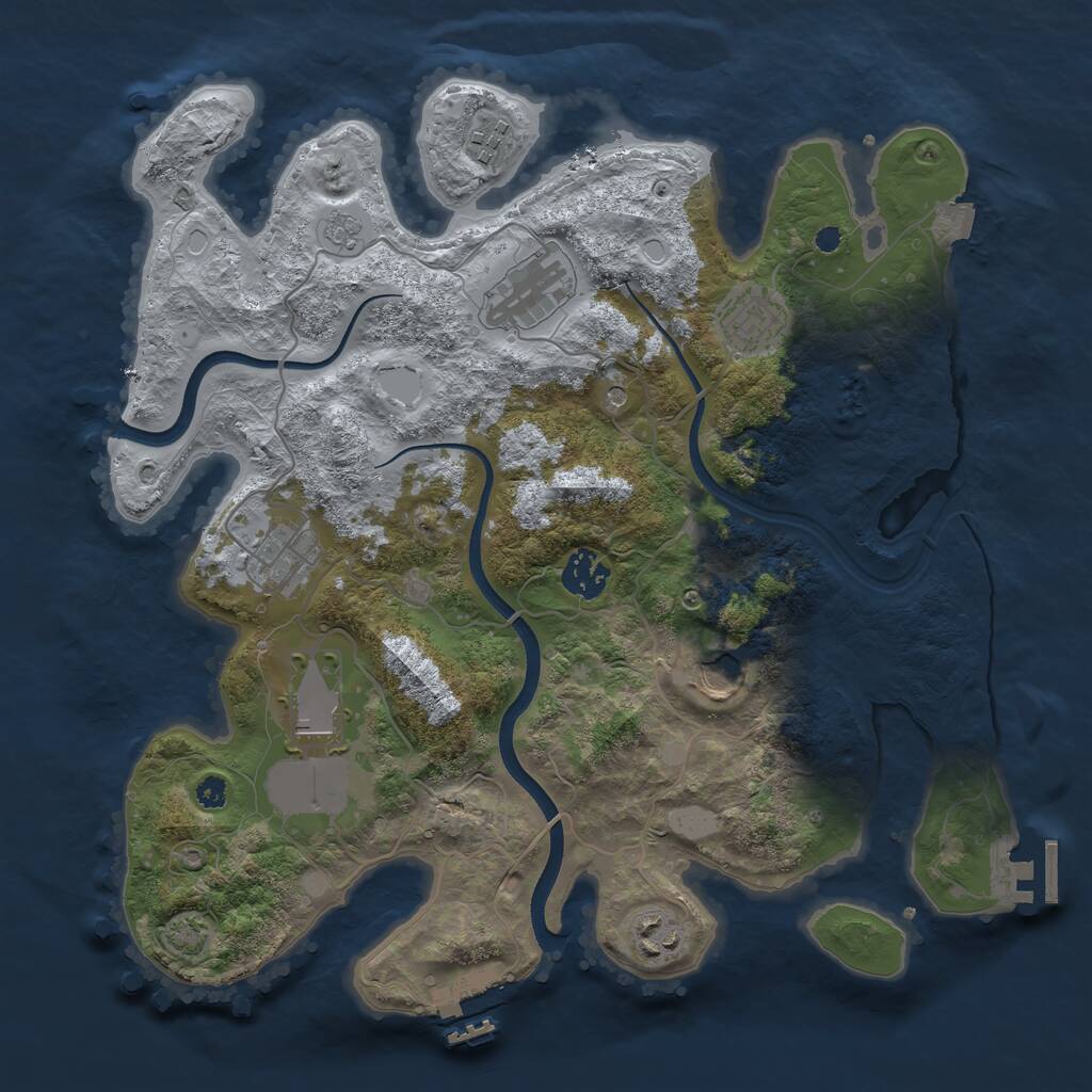Rust Map: Procedural Map, Size: 3500, Seed: 15721, 16 Monuments