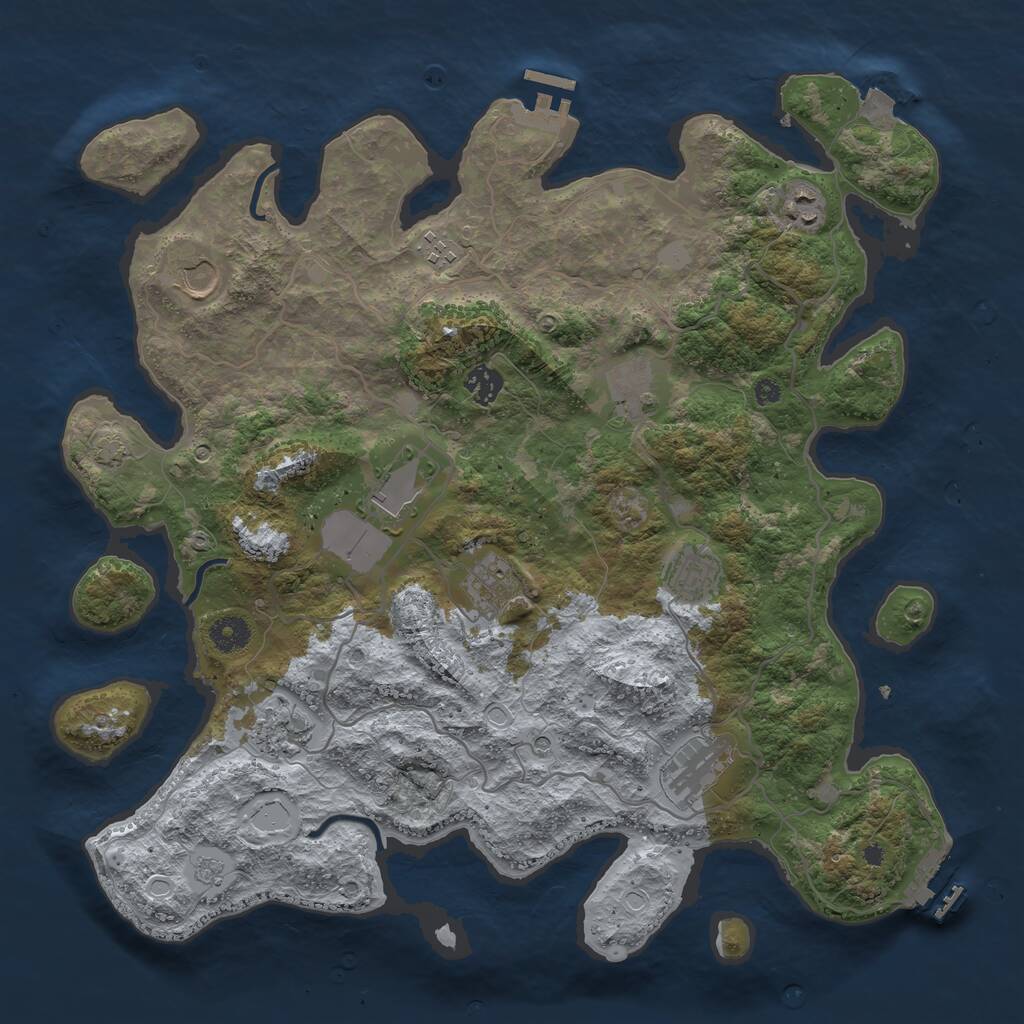 Rust Map: Procedural Map, Size: 4000, Seed: 1376070352, 16 Monuments