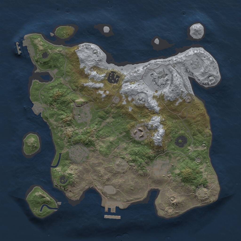 Rust Map: Procedural Map, Size: 3000, Seed: 1001778902, 11 Monuments