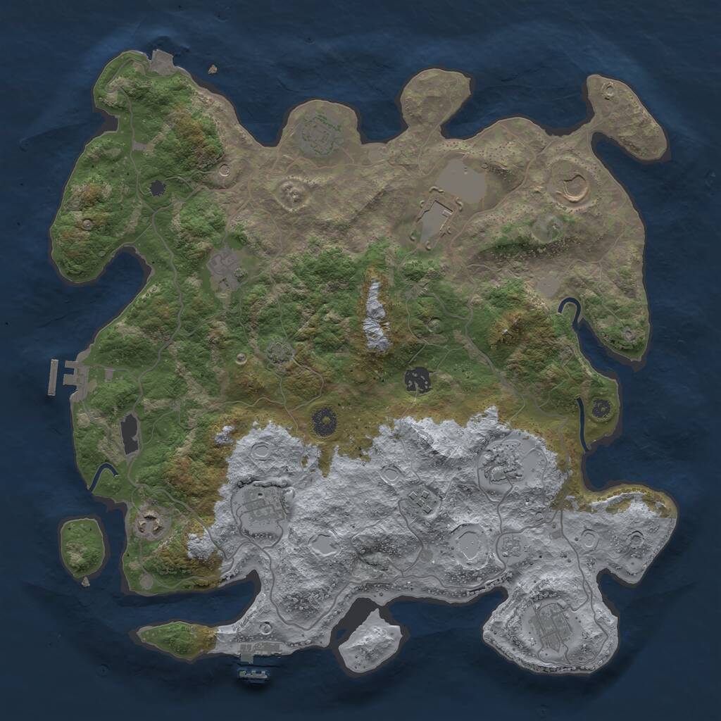 Rust Map: Procedural Map, Size: 4000, Seed: 6892135, 18 Monuments