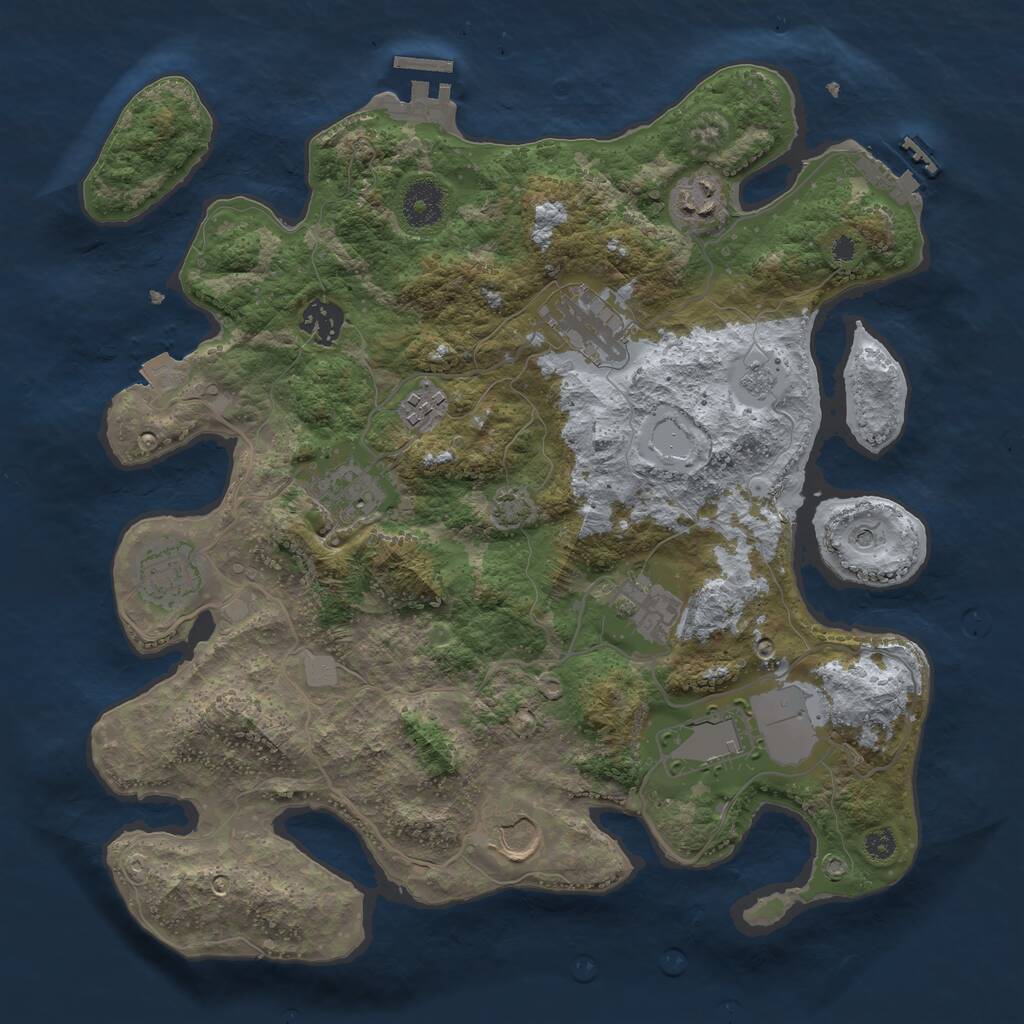 Rust Map: Procedural Map, Size: 3500, Seed: 2002087172, 15 Monuments