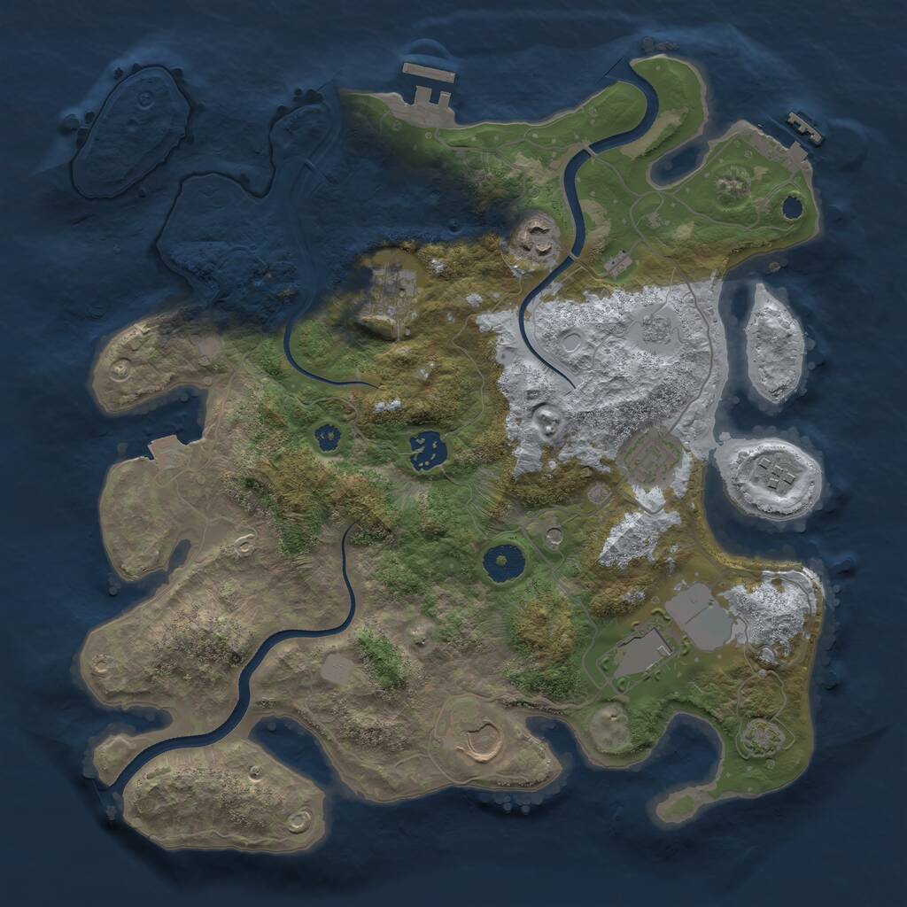 Rust Map: Procedural Map, Size: 3500, Seed: 2002087172, 13 Monuments