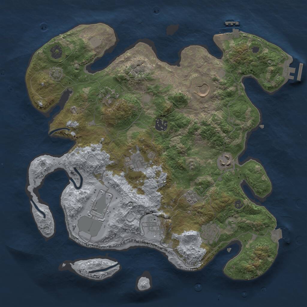 Rust Map: Procedural Map, Size: 3500, Seed: 1914831758, 13 Monuments