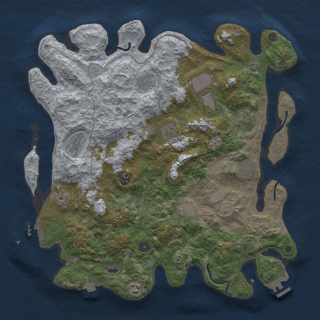 Rust Map: Procedural Map, Size: 4200, Seed: 44991, 16 Monuments
