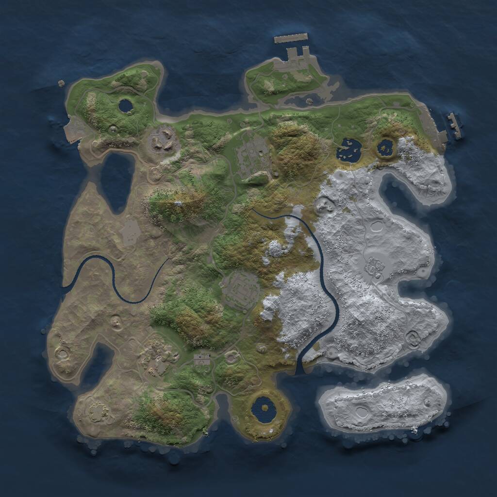 Rust Map: Procedural Map, Size: 3000, Seed: 8787, 10 Monuments