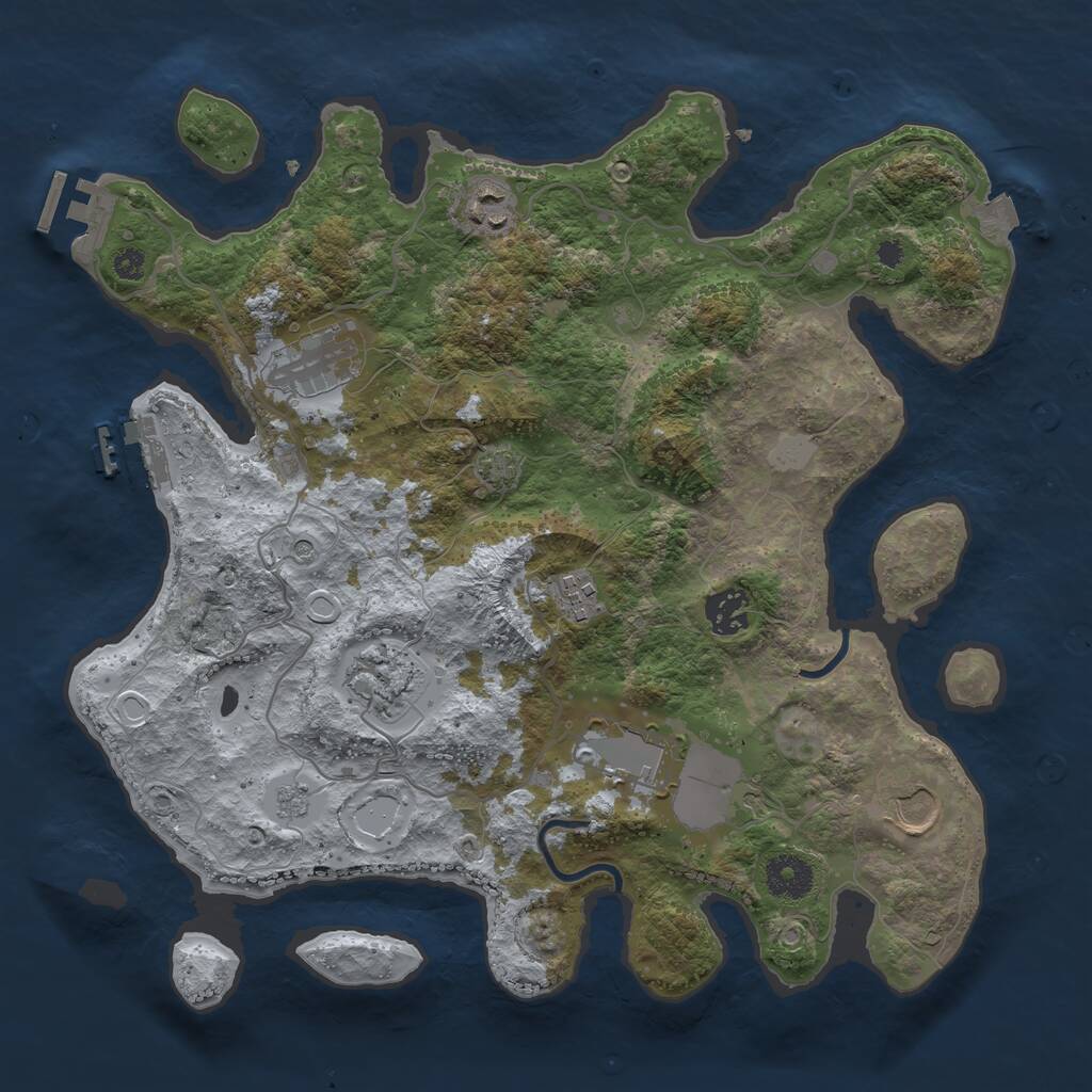 Rust Map: Procedural Map, Size: 3500, Seed: 100777405, 13 Monuments