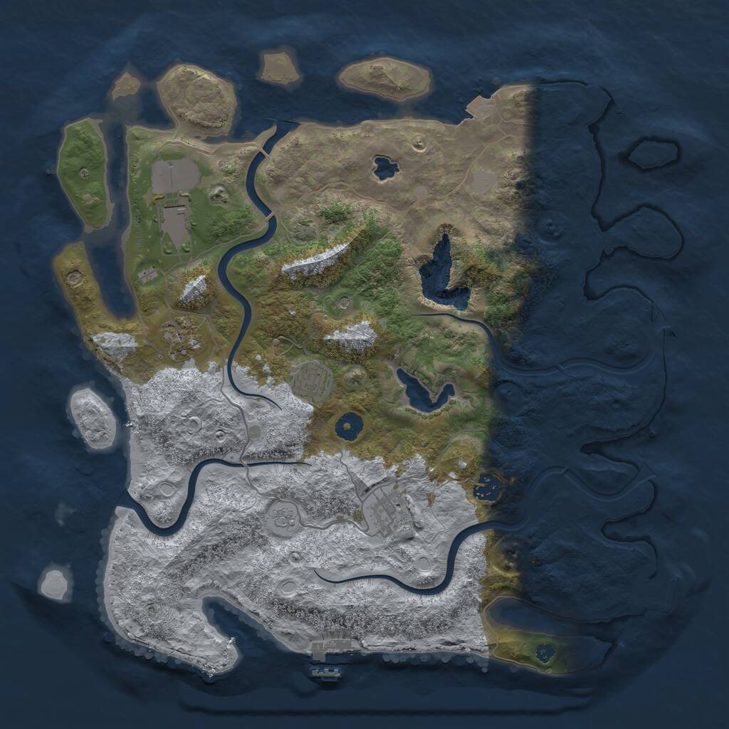Rust Map: Procedural Map, Size: 4000, Seed: 657958540, 11 Monuments