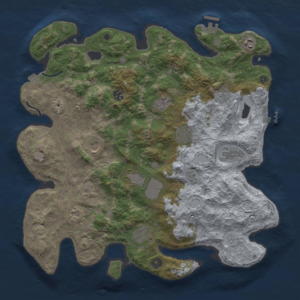 Rust Map: Procedural Map, Size: 4000, Seed: 1219558589, 17 Monuments