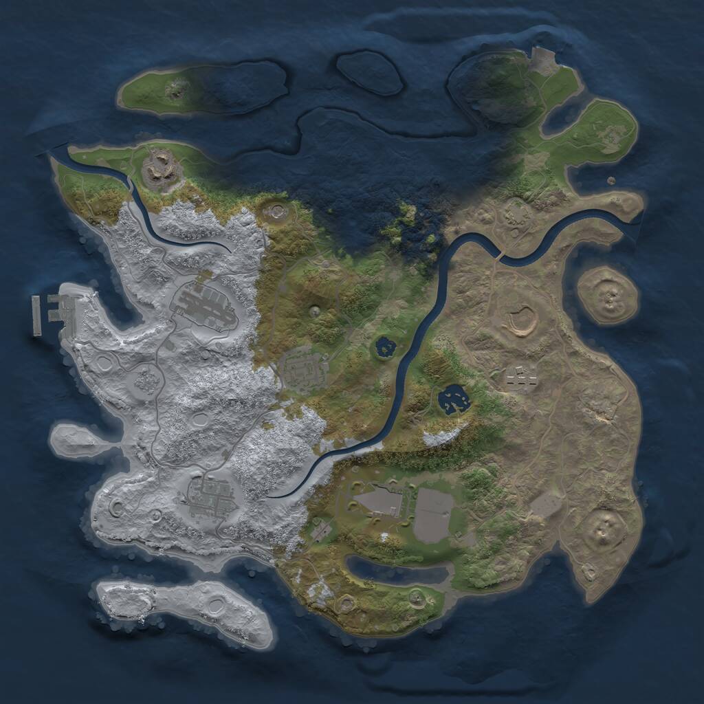 Rust Map: Procedural Map, Size: 3500, Seed: 432434, 13 Monuments