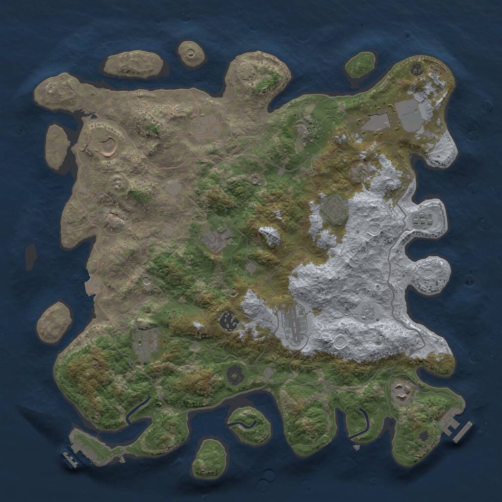 Rust Map: Procedural Map, Size: 4000, Seed: 548114716, 17 Monuments