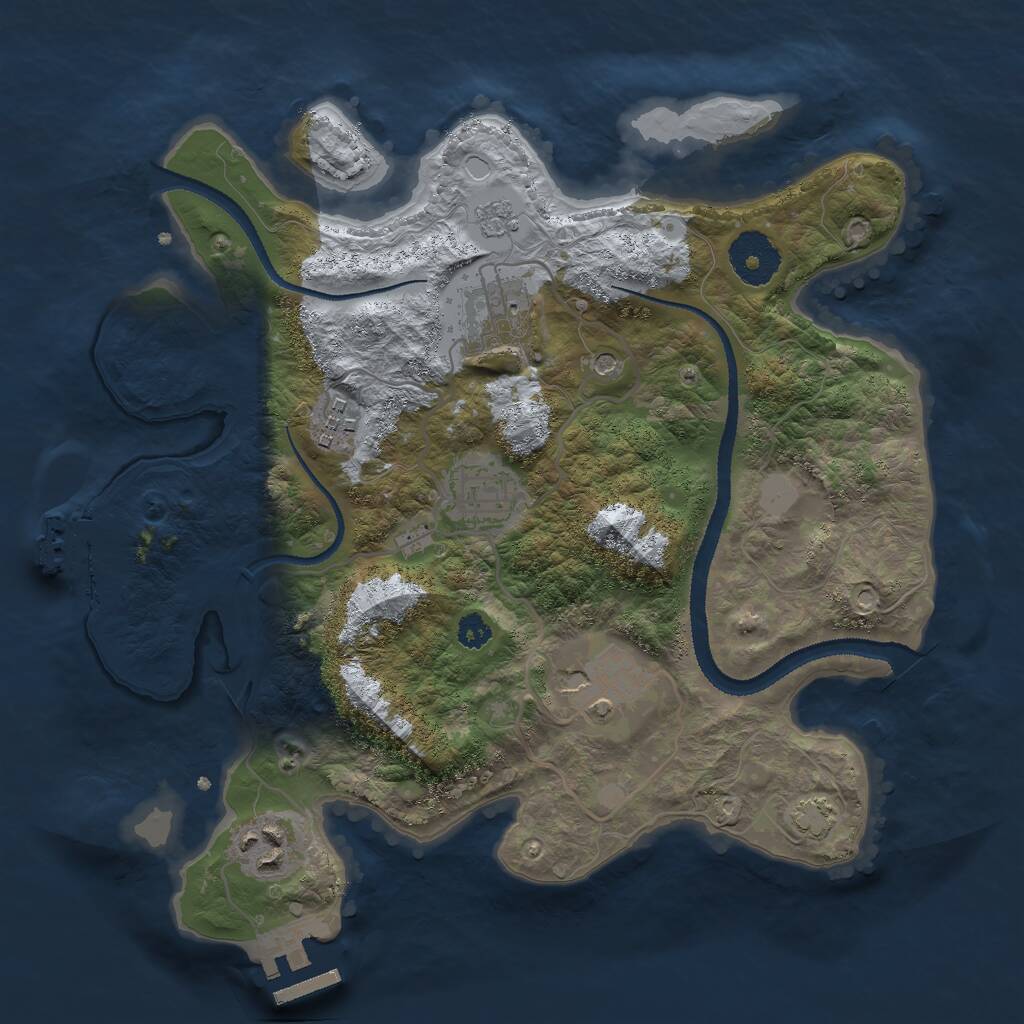 Rust Map: Procedural Map, Size: 3000, Seed: 541549864, 11 Monuments