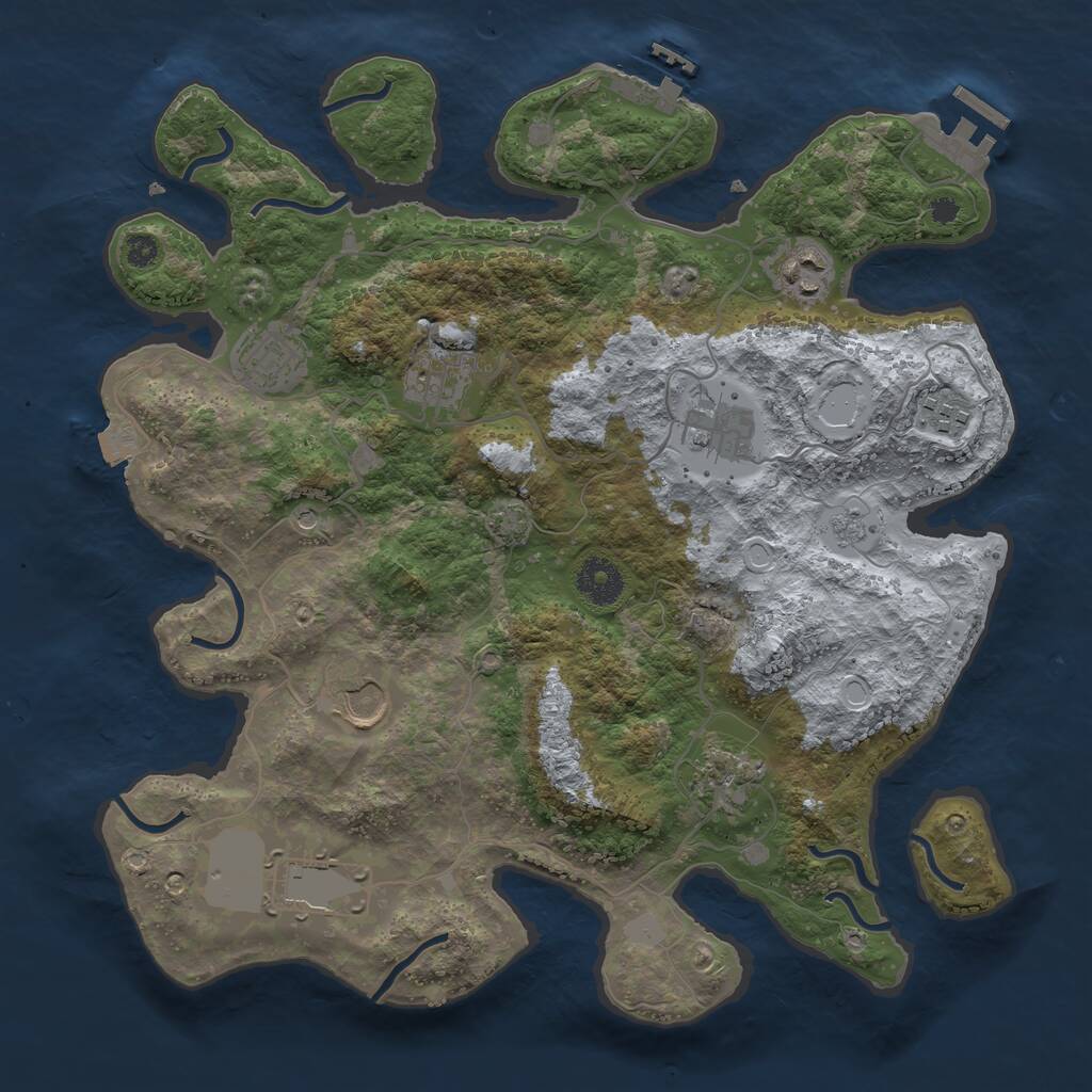 Rust Map: Procedural Map, Size: 3500, Seed: 65849245, 14 Monuments