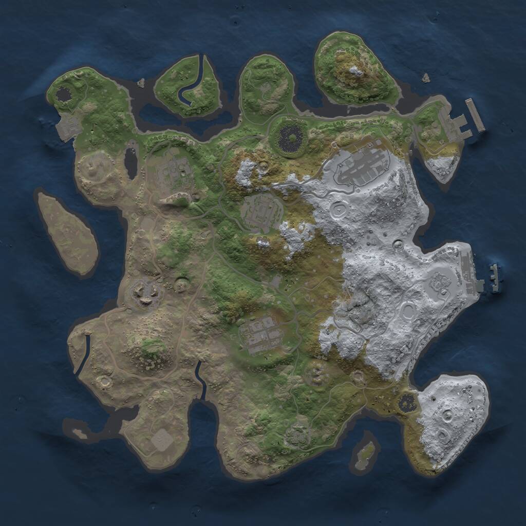 Rust Map: Procedural Map, Size: 3000, Seed: 1441758492, 10 Monuments