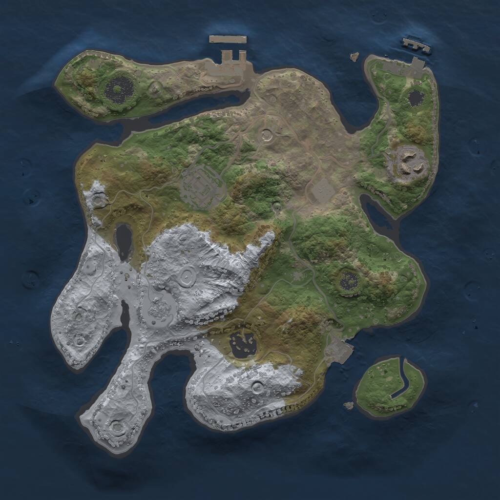 Rust Map: Procedural Map, Size: 2700, Seed: 1254348507, 8 Monuments