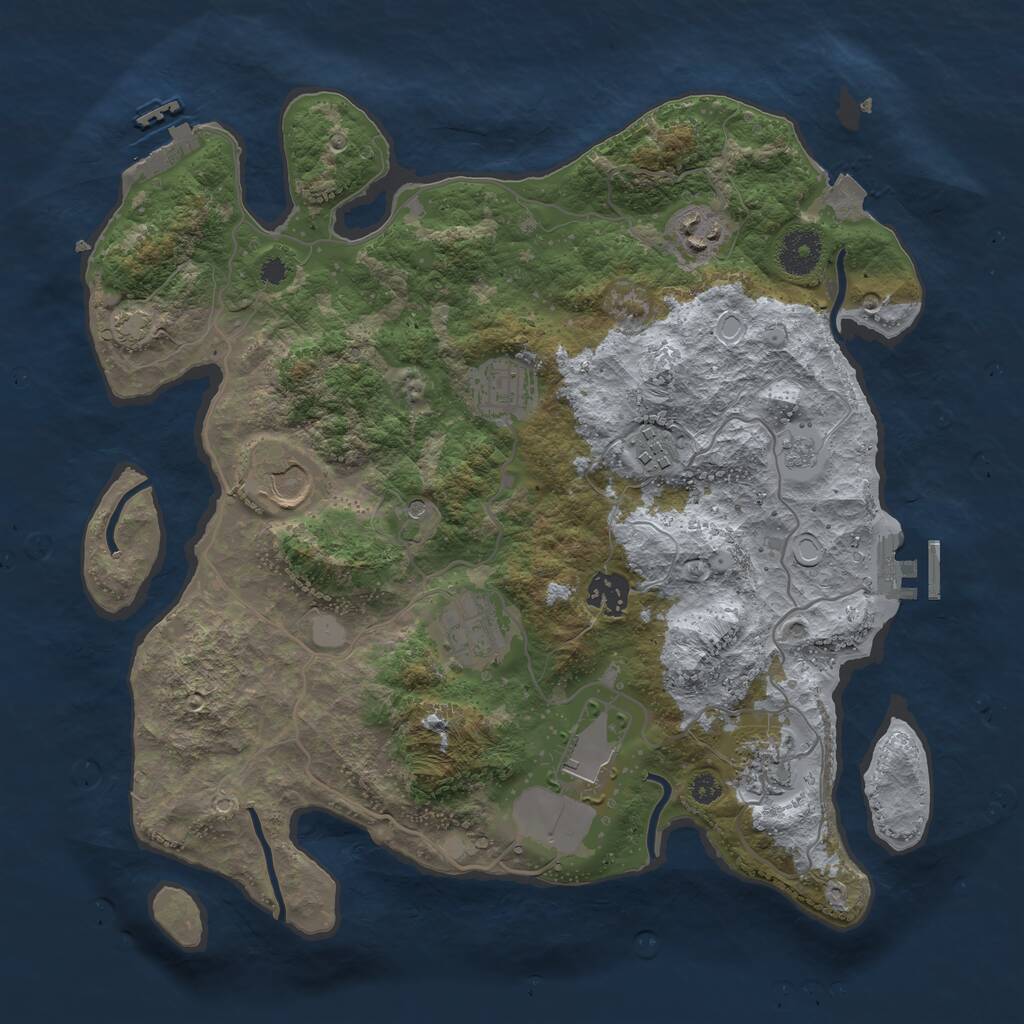 Rust Map: Procedural Map, Size: 3500, Seed: 886324104, 14 Monuments