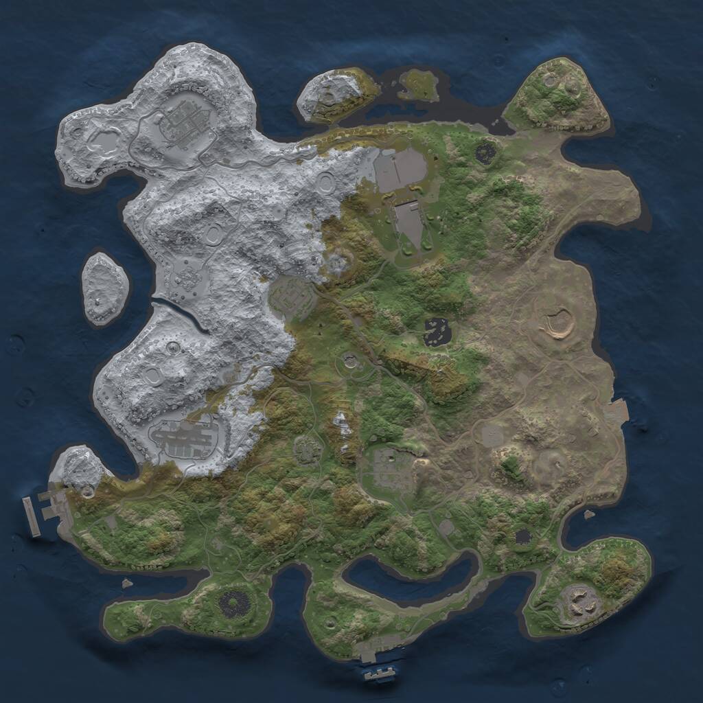 Rust Map: Procedural Map, Size: 3500, Seed: 1535431, 14 Monuments