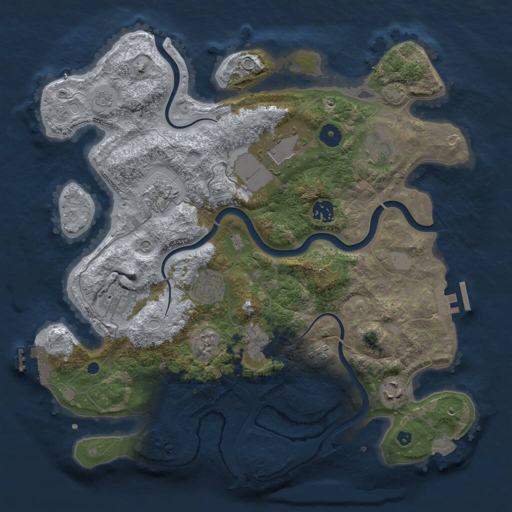Rust Map: Procedural Map, Size: 3500, Seed: 1535431, 17 Monuments