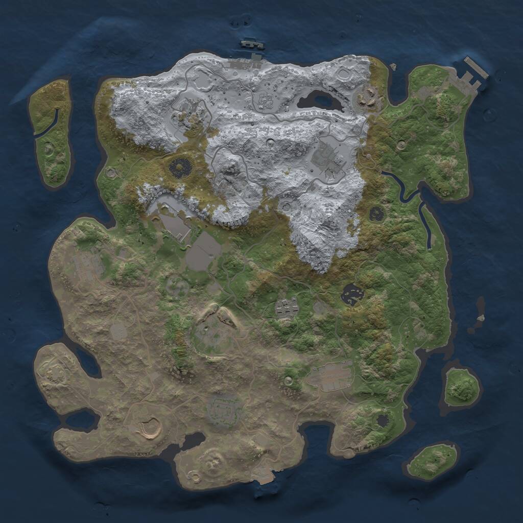 Rust Map: Procedural Map, Size: 3650, Seed: 2026132338, 17 Monuments