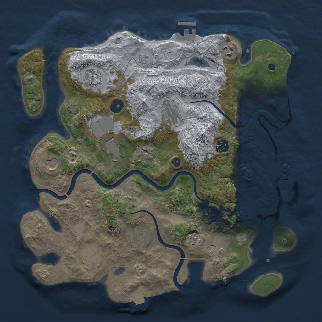 Rust Map: Procedural Map, Size: 3650, Seed: 2026132338, 16 Monuments