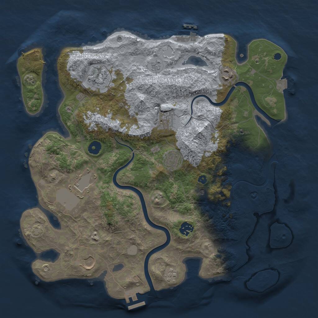 Rust Map: Procedural Map, Size: 3650, Seed: 2026132338, 14 Monuments