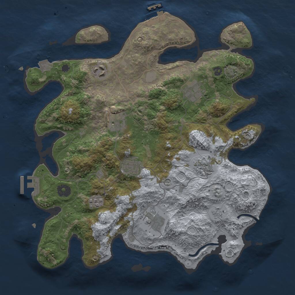 Rust Map: Procedural Map, Size: 3300, Seed: 403387967, 13 Monuments