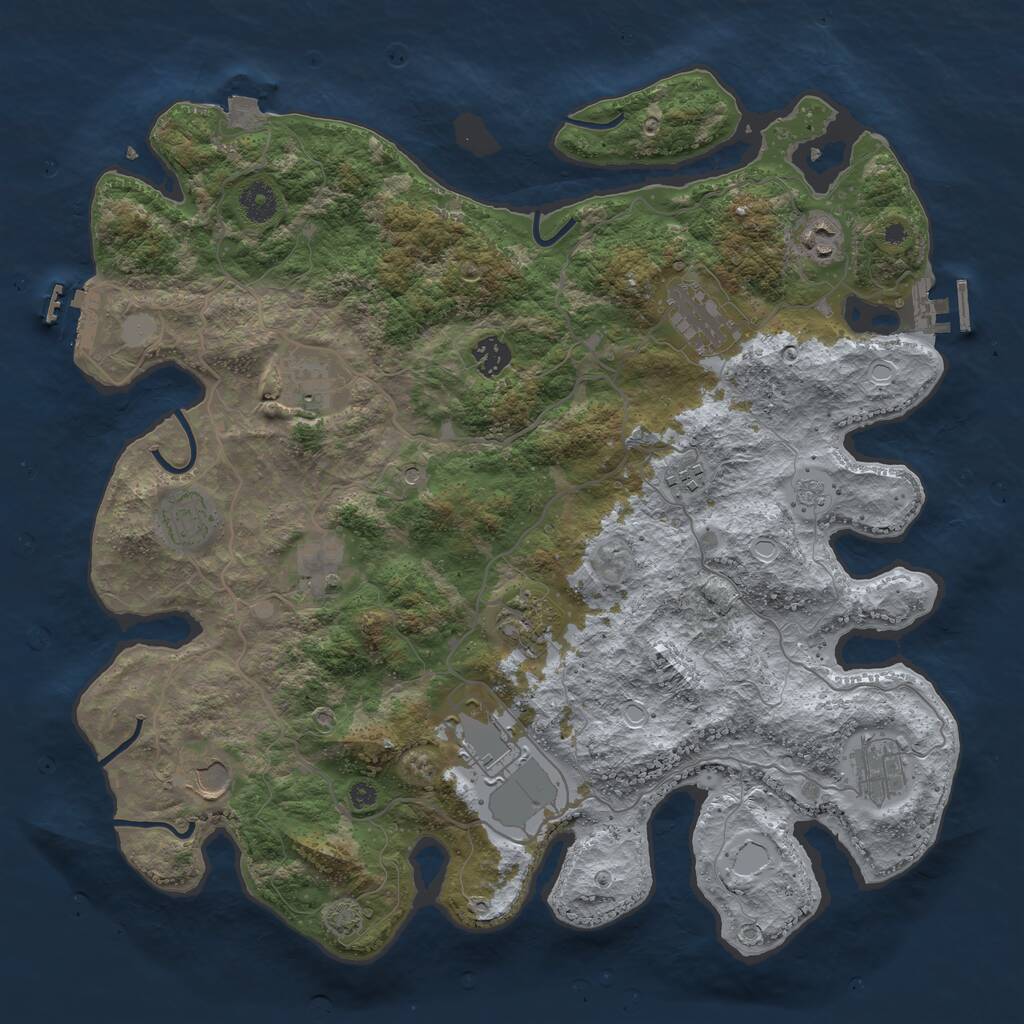 Rust Map: Procedural Map, Size: 4000, Seed: 762326035, 17 Monuments