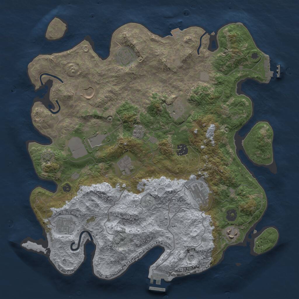 Rust Map: Procedural Map, Size: 3750, Seed: 1848847737, 18 Monuments