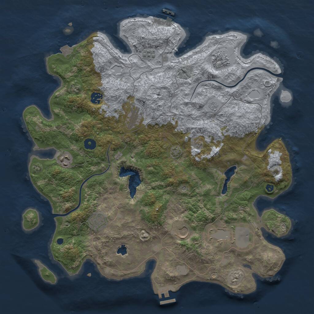 Rust Map: Procedural Map, Size: 4000, Seed: 1001778902, 16 Monuments