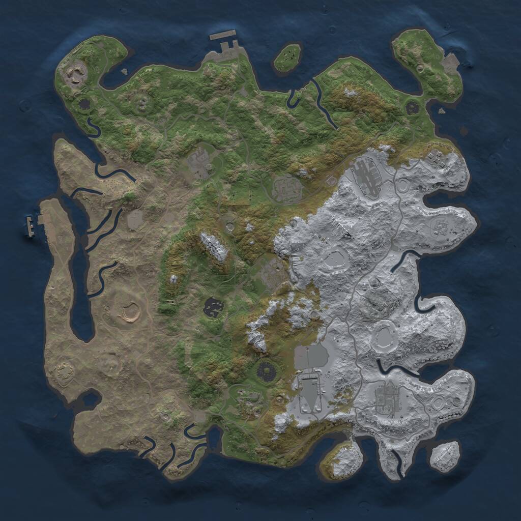 Rust Map: Procedural Map, Size: 4000, Seed: 1029037508, 17 Monuments