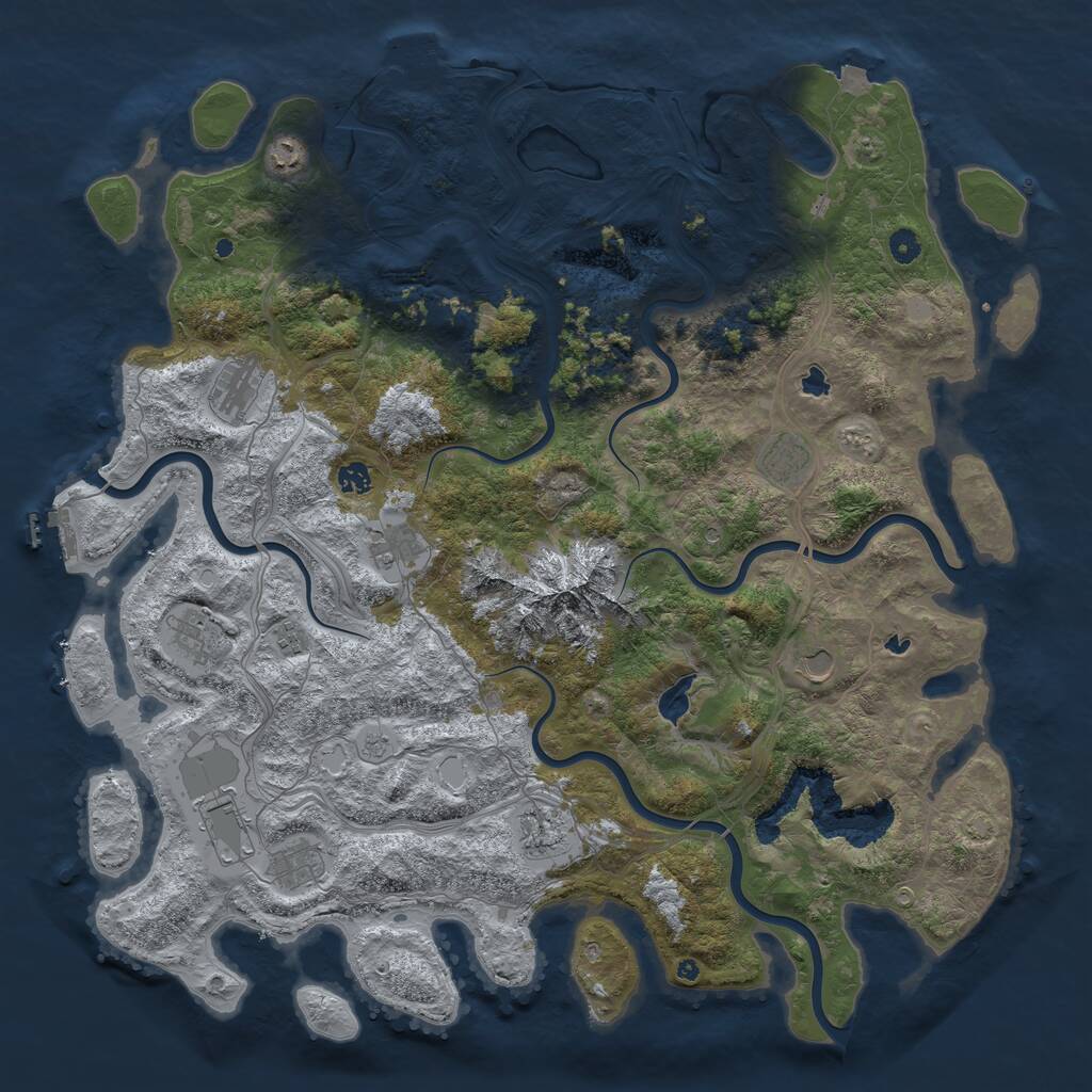 Rust Map: Procedural Map, Size: 5000, Seed: 2072020448, 19 Monuments