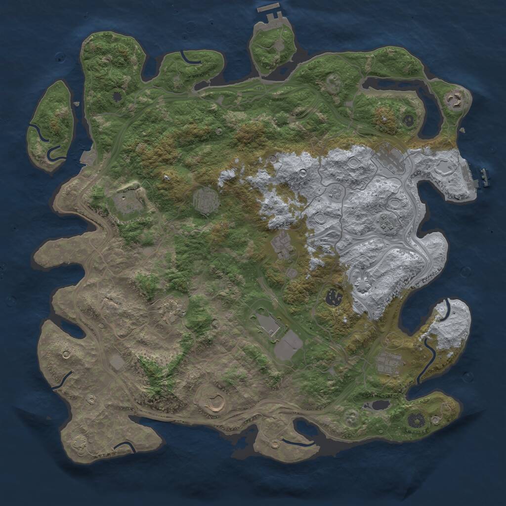 Rust Map: Procedural Map, Size: 4500, Seed: 234631334, 19 Monuments