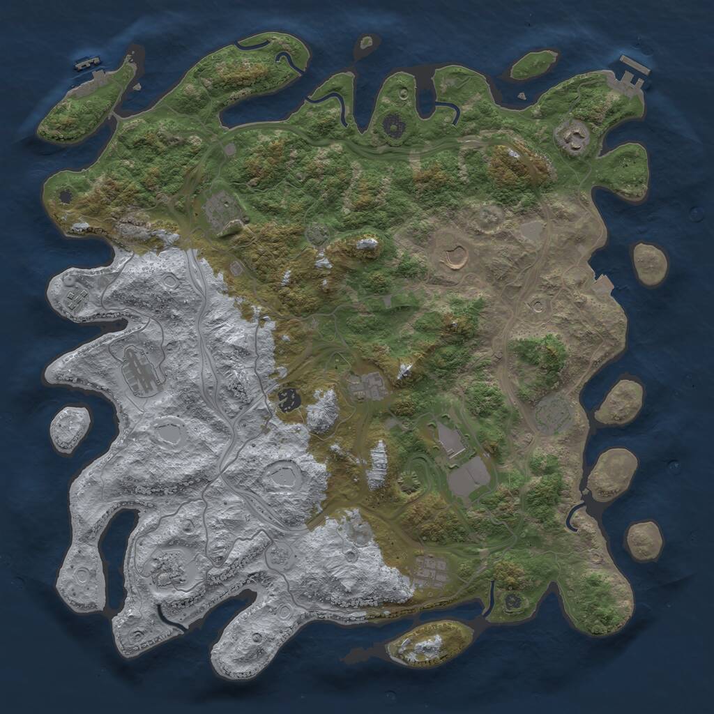 Rust Map: Procedural Map, Size: 4500, Seed: 2435123, 17 Monuments