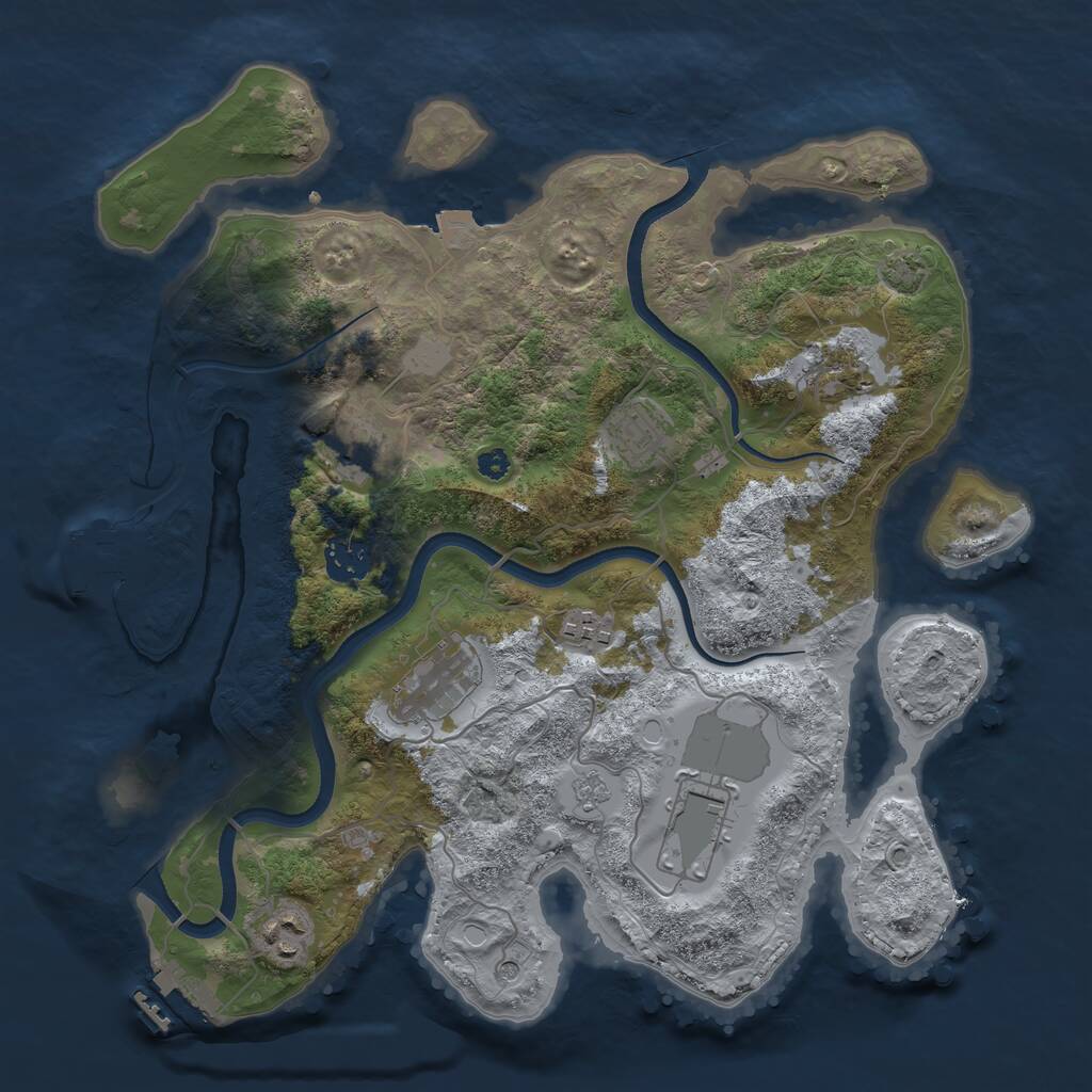 Rust Map: Procedural Map, Size: 3500, Seed: 920284343, 14 Monuments