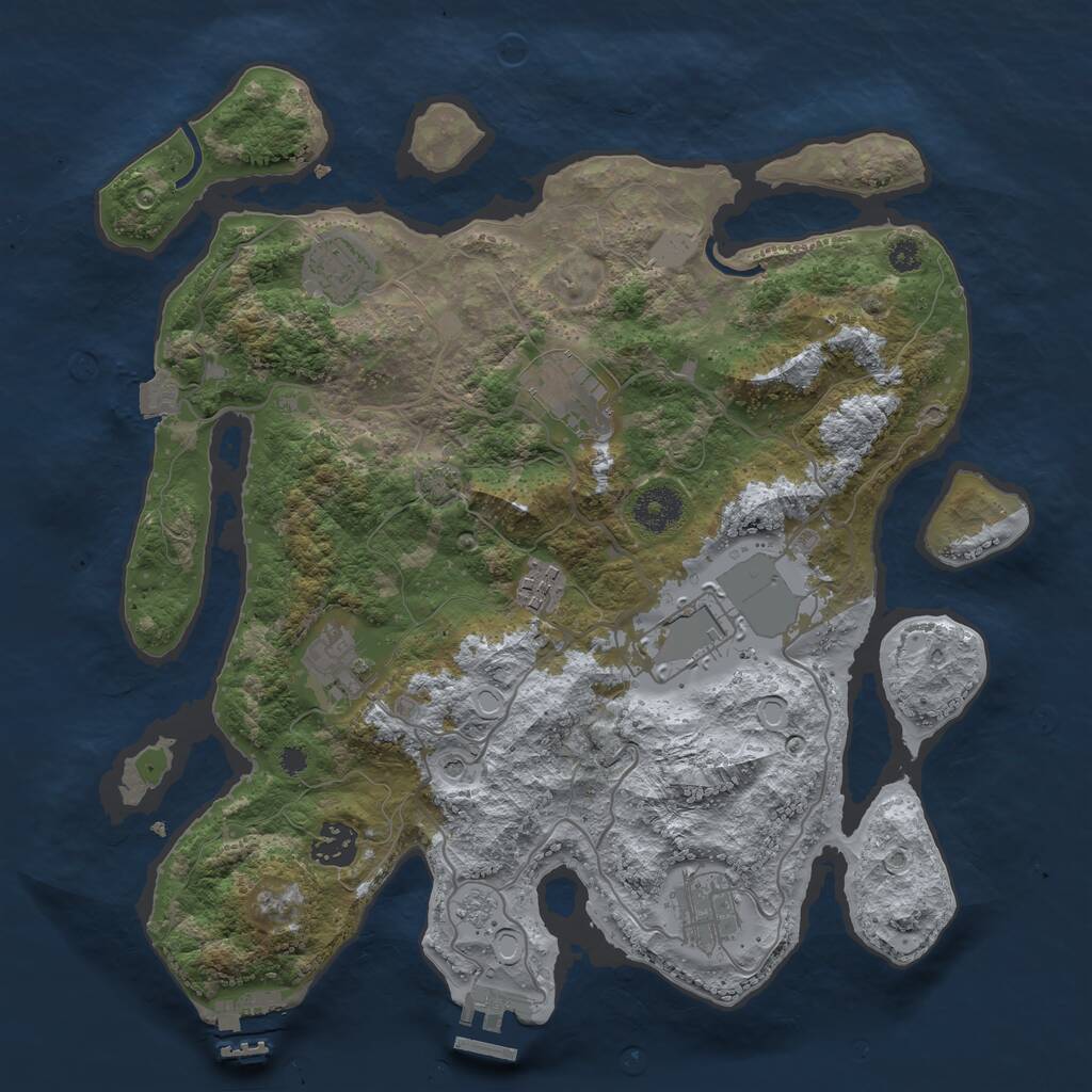 Rust Map: Procedural Map, Size: 3500, Seed: 920284343, 13 Monuments