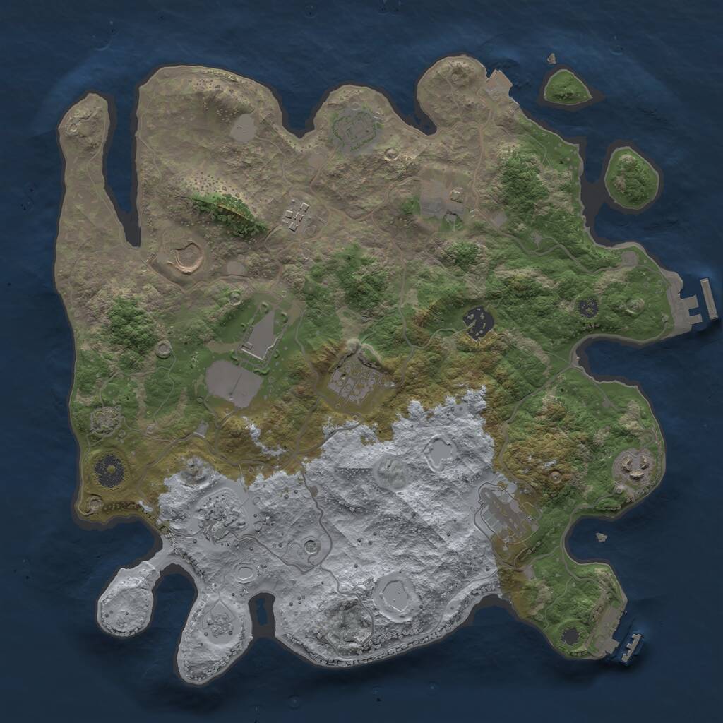 Rust Map: Procedural Map, Size: 3550, Seed: 994607480, 16 Monuments